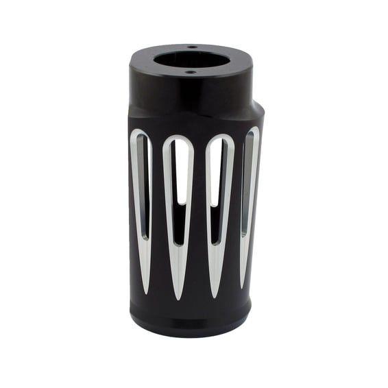 Deep Cut fork boots. Black contrast machined
