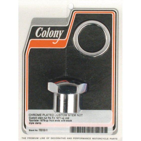 Fork stem nut & washer kit. Domed. Chrome
