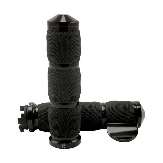 Avon air cushioned grips, heated, black anodized, w/throttle