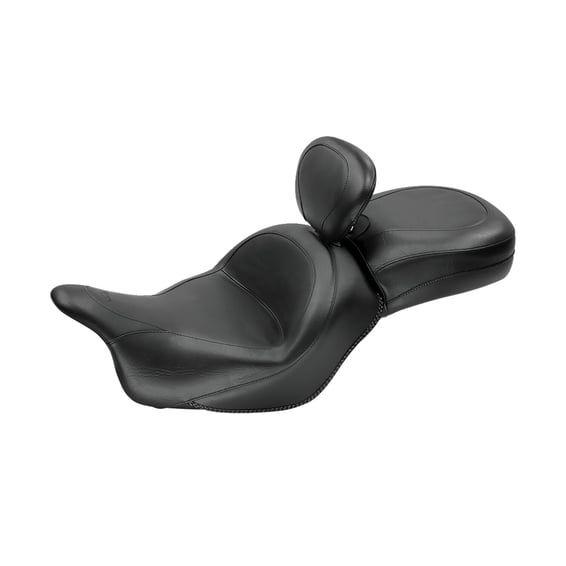 1 piece 2-up wide touring vintage seat plain black