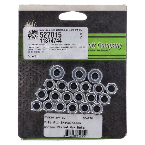 GW, Shovel rocker box top nut kit. Chrome, OEM style