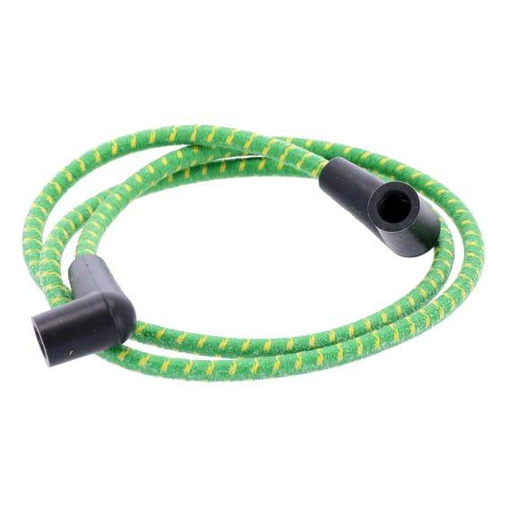 Universal 40" spark plug wire set. Cotton cloth green/yellow
