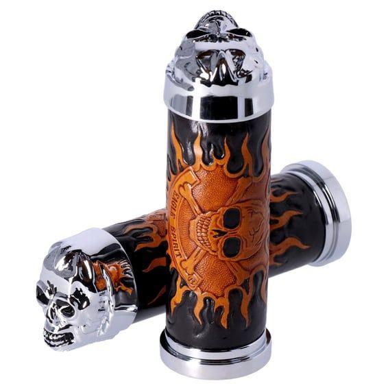 Handlebar grip set, Cushion Skull leather