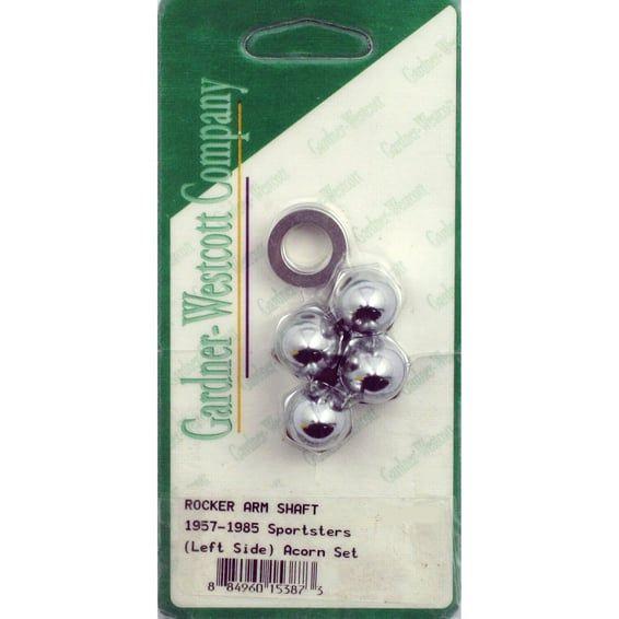 GW, rocker shaft end nut set. Acorn style, chrome