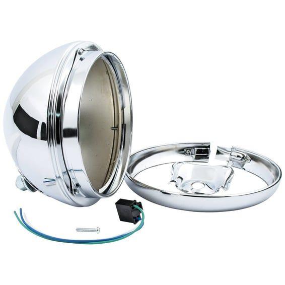 7" headlamp shell with trim ring only. Chrome