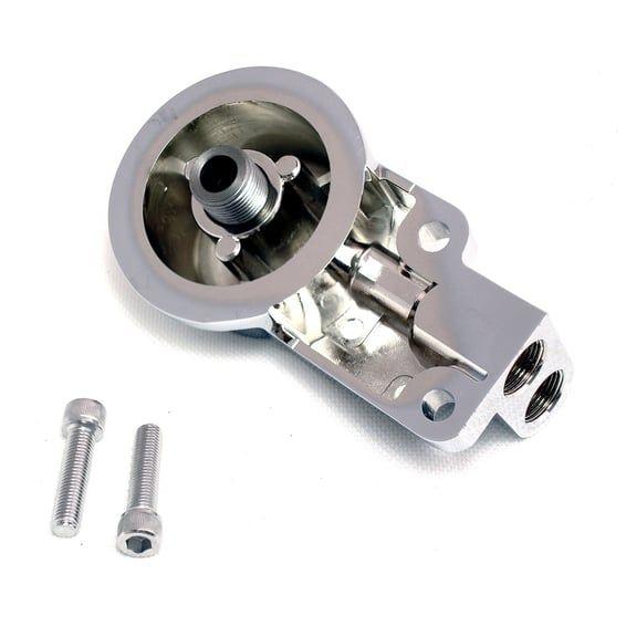 Oil filter mount bracket kit. Chrome
