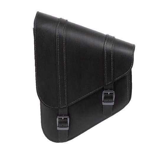 full leather swingarm bag left, 6.5 liter. Black
