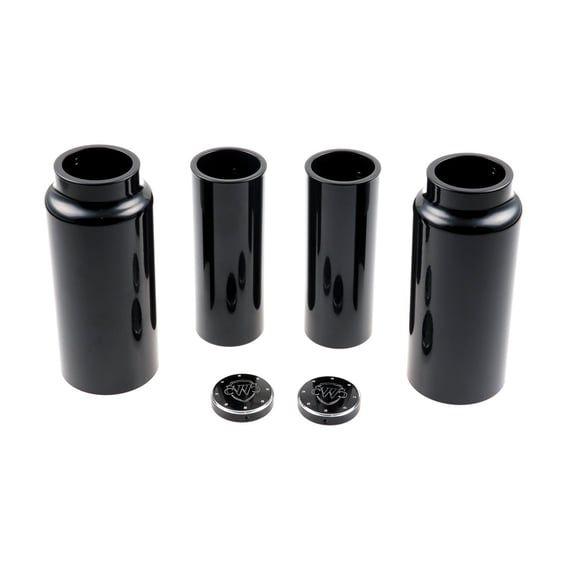 6-piece fork tube cover kit. Gloss black. Logo