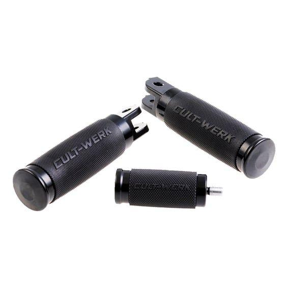 'Racing' rider foot & shift peg set. Gloss black
