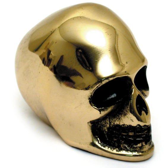 Shift lever knob. Polished brass skull
