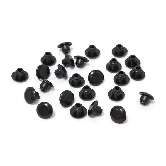 Push-in mushroom allen head plugs 1/4". Black