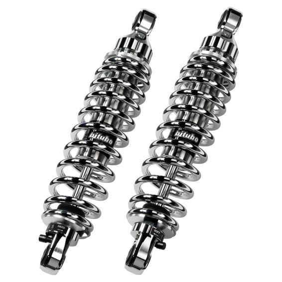WME dual shock absorber set. Chrome. 351mm