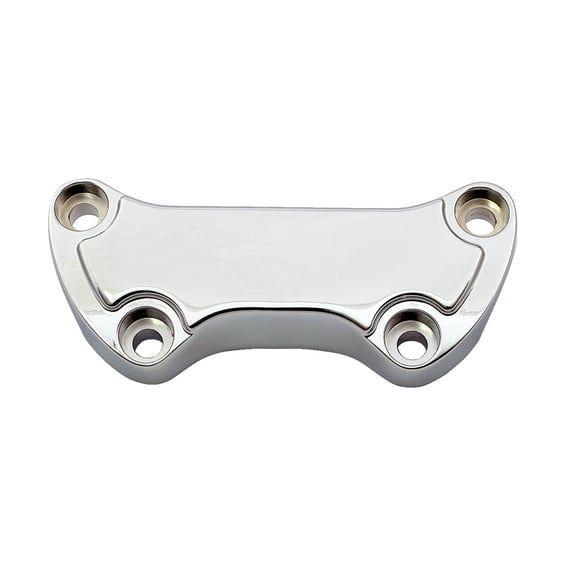 Handlebar clamp Low Scalloped, with skirt. Chrome