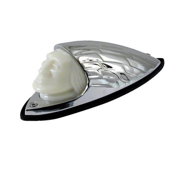 Indian head front fender light. Chrome, white lens