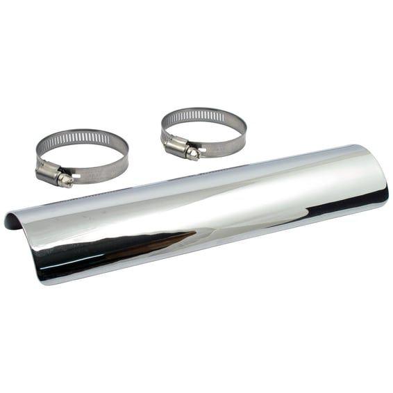 Universal smooth heat shield 10" long chrome
