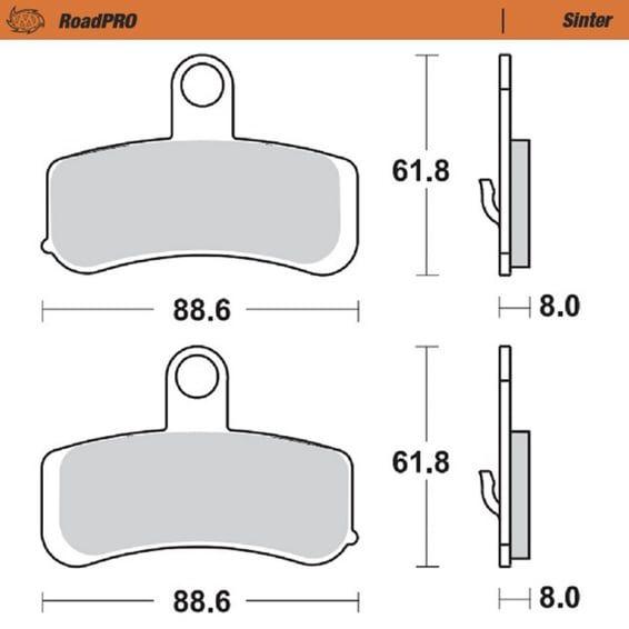 RoadPro front brake pads. Sintered