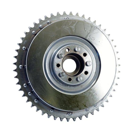 63-66 B.T. Rear brake drum & sprocket. Chrome