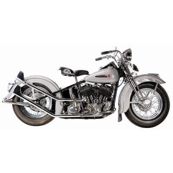 Upswept head pipes. S-pipe - around oil tank