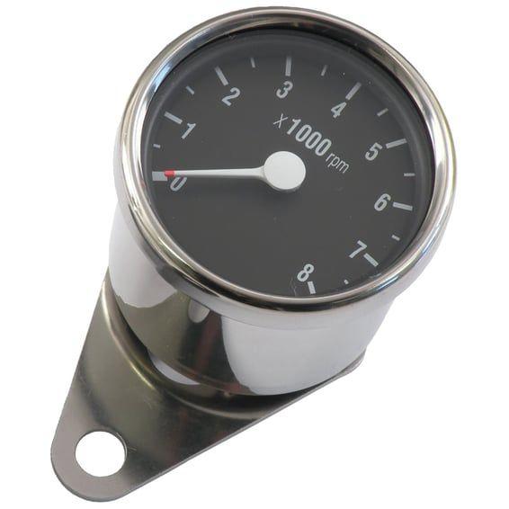 Mini tachometer, electronic. 8000 RPM. Chrome