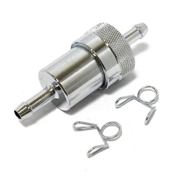 Chrome aluminum fuel filter, 1/4"