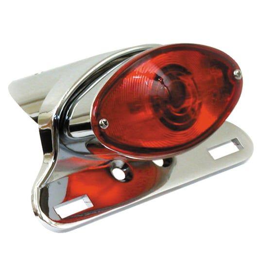 Cateye taillight. Die-cast housing w/bracket. Chrome