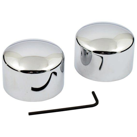 Front axle nut cover kit. Chrome. Domed
