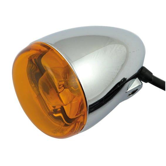 Chris, bullet turn signal. Chrome. Amber lens. Front