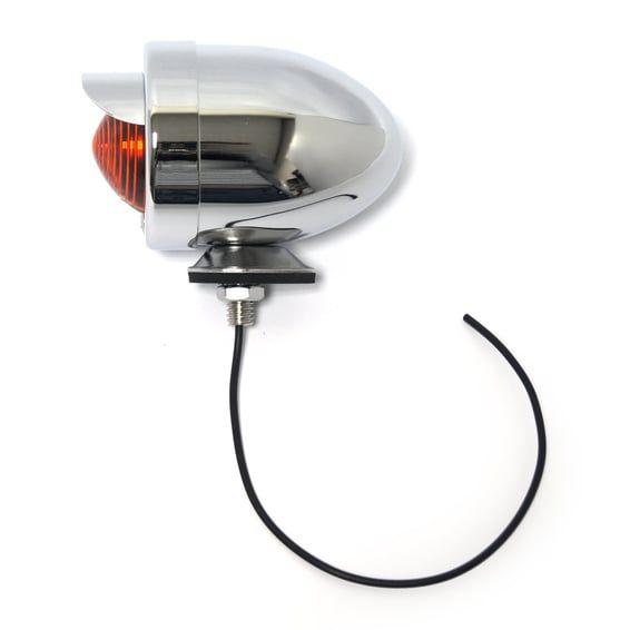 Bullet marker light. chr. Amber lens. SF. stud mount. visor
