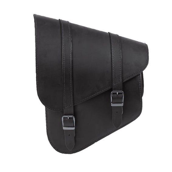 full leather swing arm bag left, 9 liter. Black