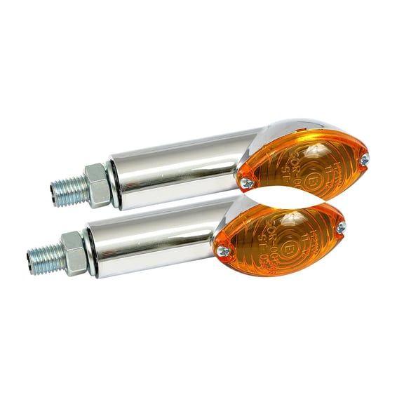 Cateye mini turn signals 40mm stem, chrome with amber lens