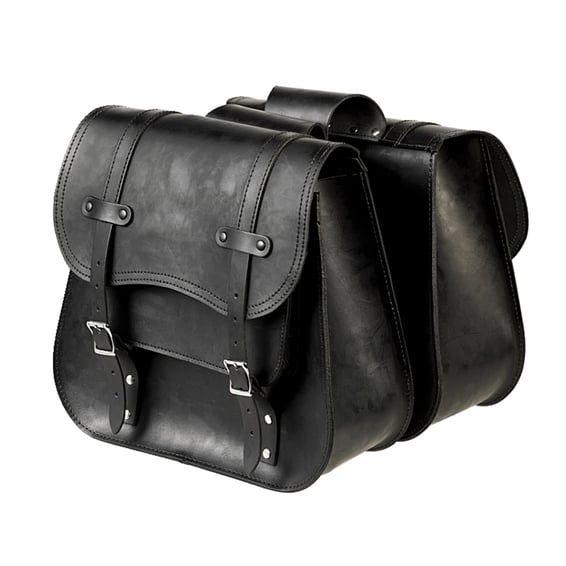 reinforced rigid leather saddlebag set. Throw-over