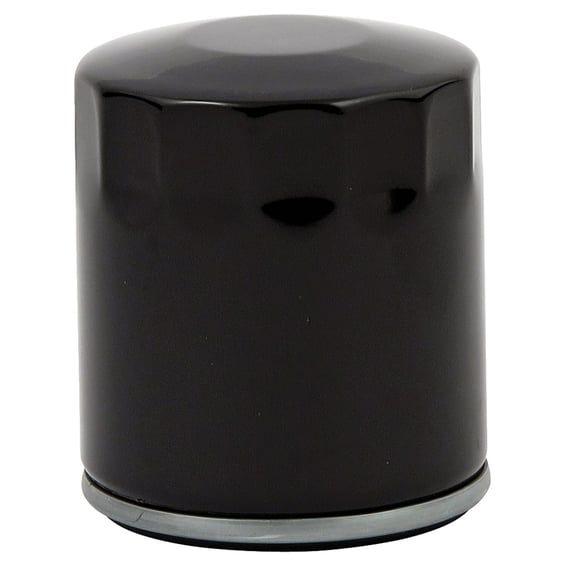 spin-on oil filter. Black