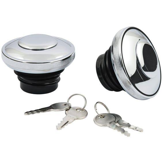 Gas cap set with lock, chrome
