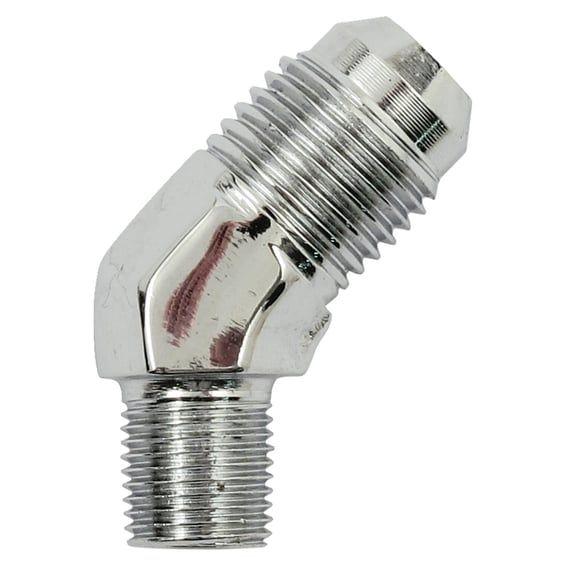 -6 JIC oil line fitting, 1/8". 45°. Chrome