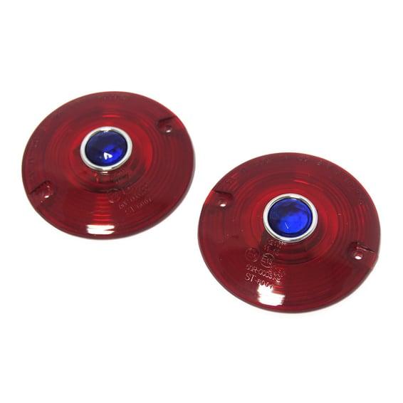 Replacement turn signal lens. flat lens. Red with blue dot