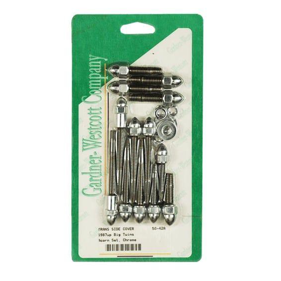 GW, transmission side cover screw kit. Chrome Acorn