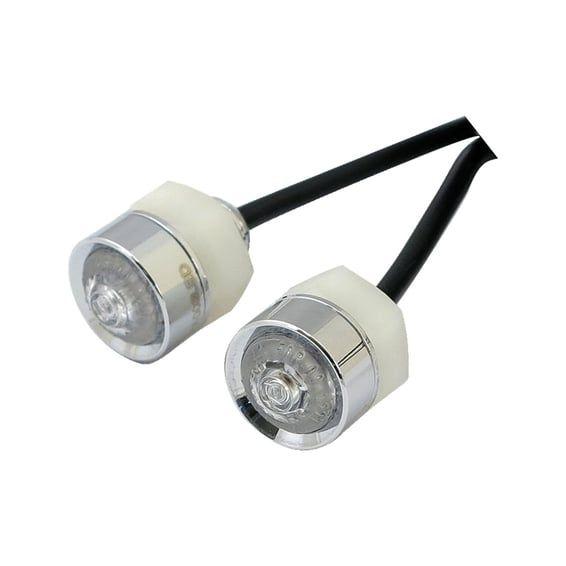 Mono, LED turn signals. Clear lens. Chrome