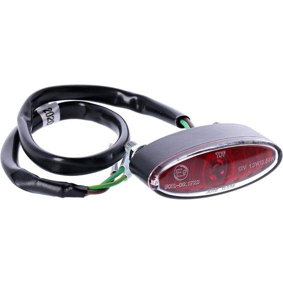 Mini oval, LED taillight. Black. Red lens