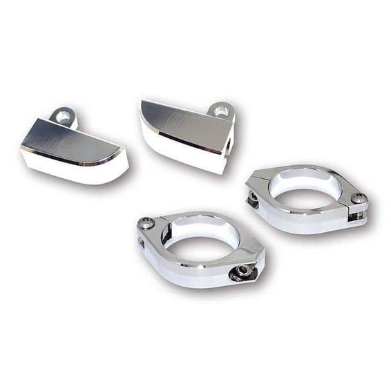 Paco, turn signal fork mount kit. 42-43mm. Chrome