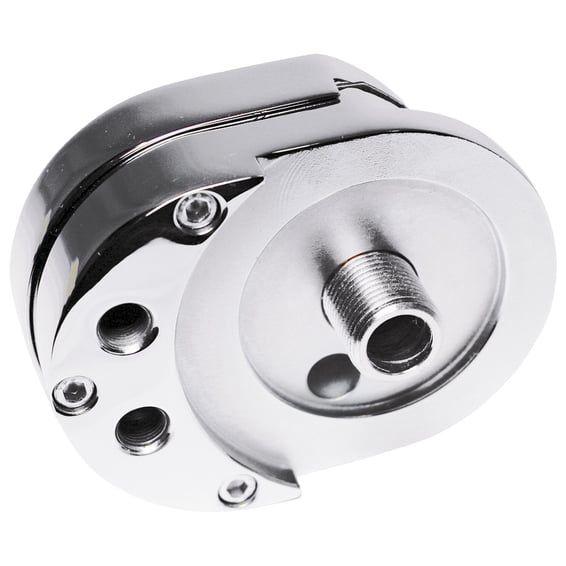 offset oil filter adapter. Chrome