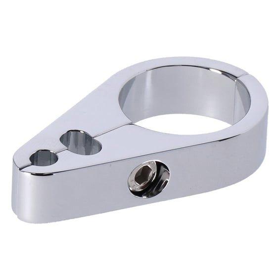 2-Piece frame cable clamp. Throttle/Idle/Brake. Chrome