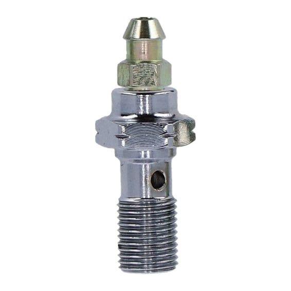 M10 x 1.00 banjo bolt w/bleed nipple. Chrome