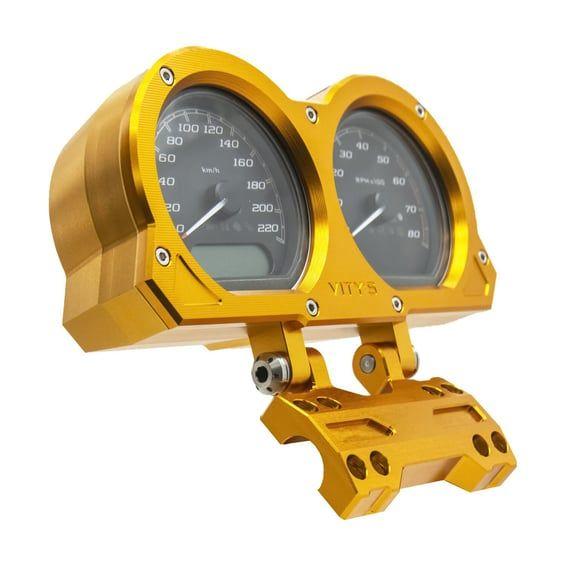 adjustable dual gauge holder. Gold