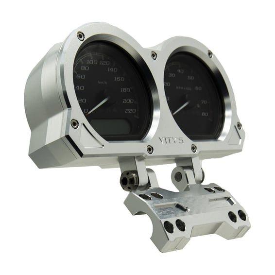adjustable dual gauge holder. Silver