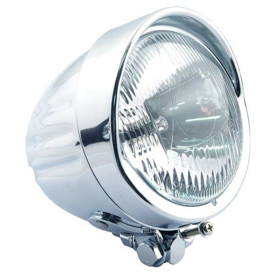 4-1/2" ribbed bullet spotlamp. H3 55w. Chrome