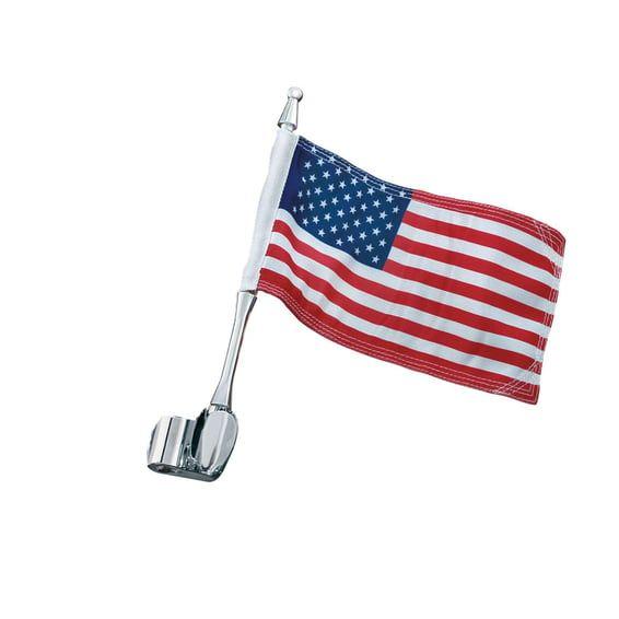 Antenna flag mount with us flag, chrome