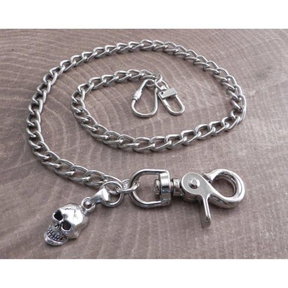 Wallet Chain with Skull Pendant 25"