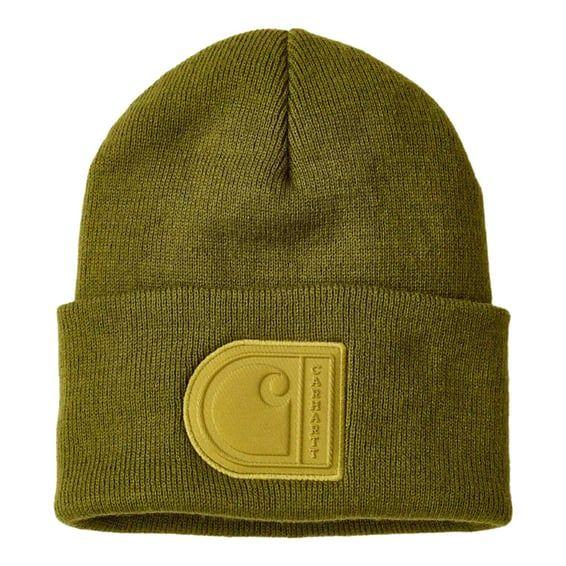 Patch beanie dark bronzed green