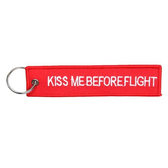 Kiss Me Before Flight keychain red