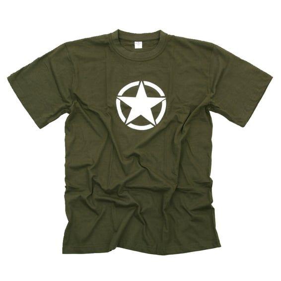 White star t-shirt green